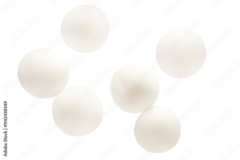 Levitation of mozzarella cheese balls isolated on transparent background. Levitation of mozzarella cheese balls isolated on transparent background.