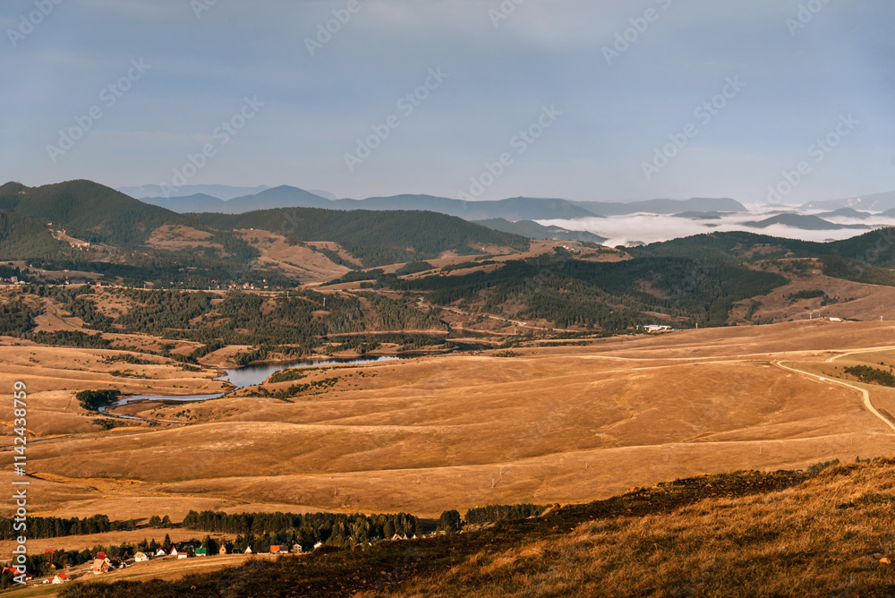 View of Balkans Mountain Range at Sunrise in Zlatibor