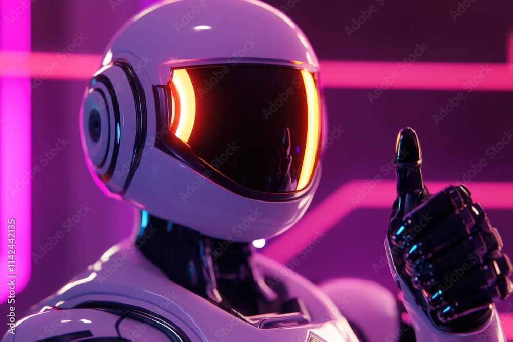 futuristic robot with thumbs up futuristic robot with thumbs up