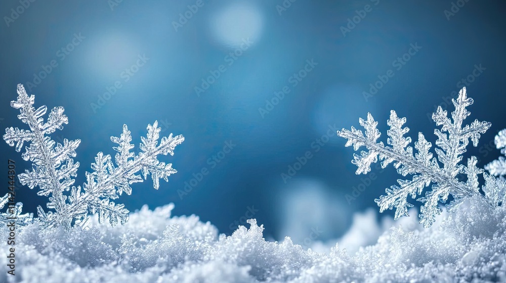 A soothing blue background is framed by soft white snowflakes, providing a peaceful wintertime ambiance. A soothing blue background is framed by soft white snowflakes, providing a peaceful wintertime ambiance.