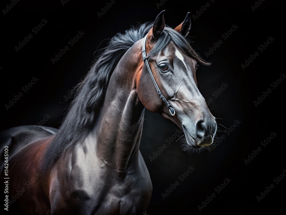 Black Horse Portrait, Isolated Dark Horse Photography, Equestrian Art, Stunning Equine Image, Majestic Stallion, Powerful Black Horse Black Horse Portrait, Isolated Dark Horse Photography, Equestrian Art, Stunning Equine Image, Majestic Stallion, Powerful Black Horse