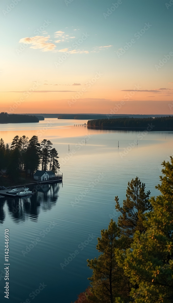 Naklejka premium Ontario Lakes, dinamic scene. isolated with white highlights