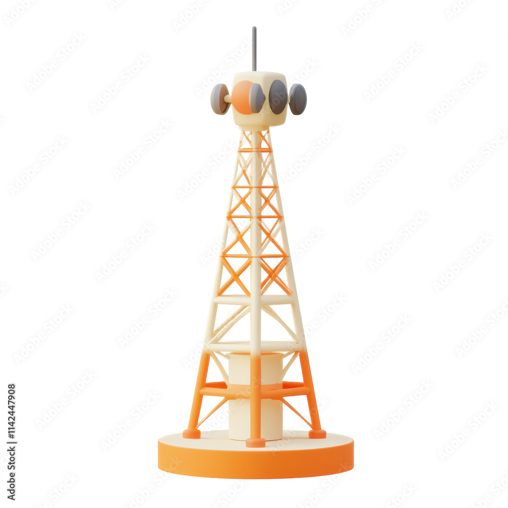Radio Tower Icon for Communication and Technology Use on transparent background