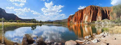 Scenic panorama of Glen Helen gorge in West photo