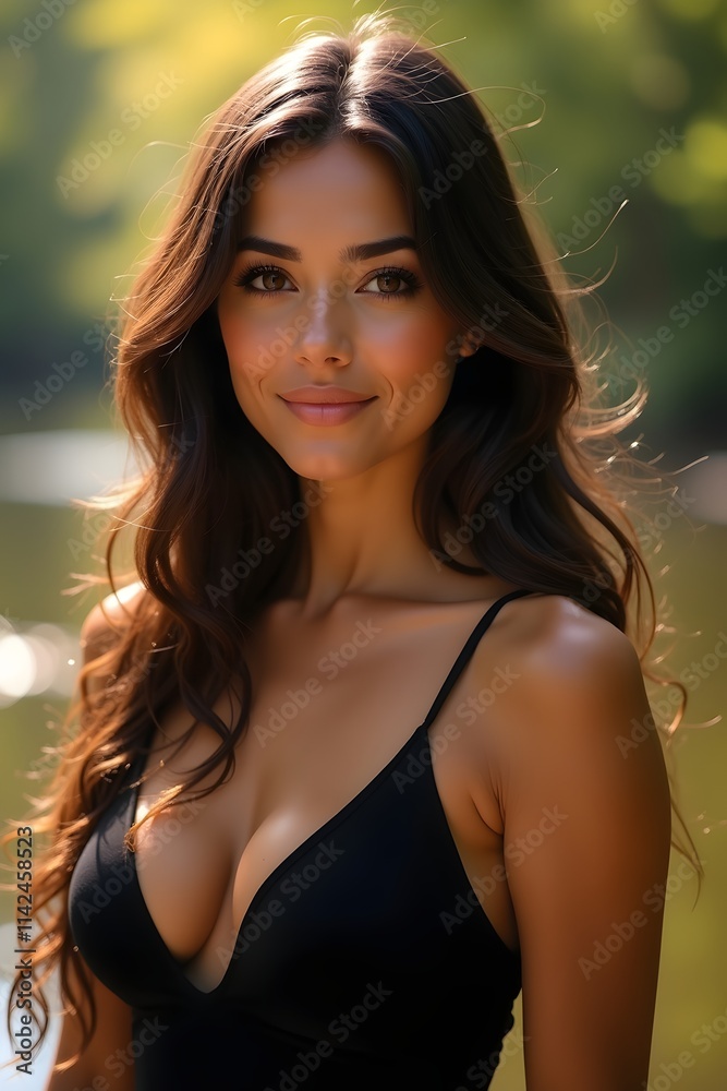 Golden Hour Portrait of a Latina Woman in Scenic Forest With Natural Beauty Golden Hour Portrait of a Latina Woman in Scenic Forest With Natural Beauty