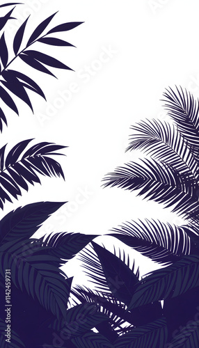 Tropical leaves background with copy space, silhouette. isolated with white highlights