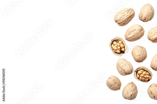 a group of walnuts on a white background photo