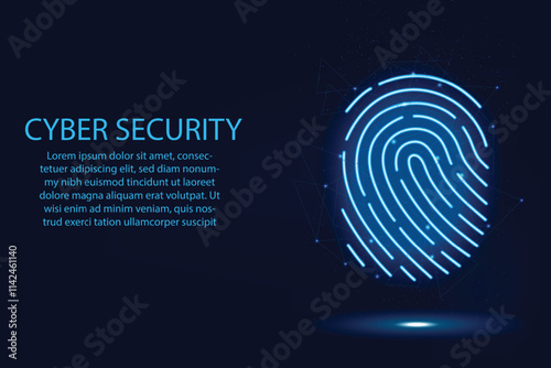 Cyber technology security, Fingerprint digital screen, network protection background design, vector illustration