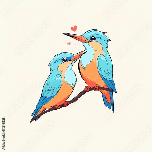 Lovely Couple of Kingfishers Sharing a Branch photo