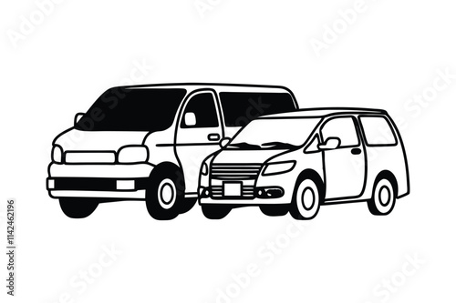 Auto Van Line Art Silhouette Vector