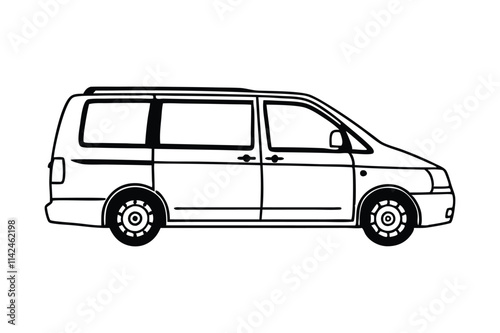 Auto Van Line Art Silhouette Vector