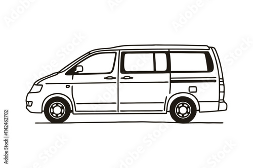Auto Van Line Art Silhouette Vector
