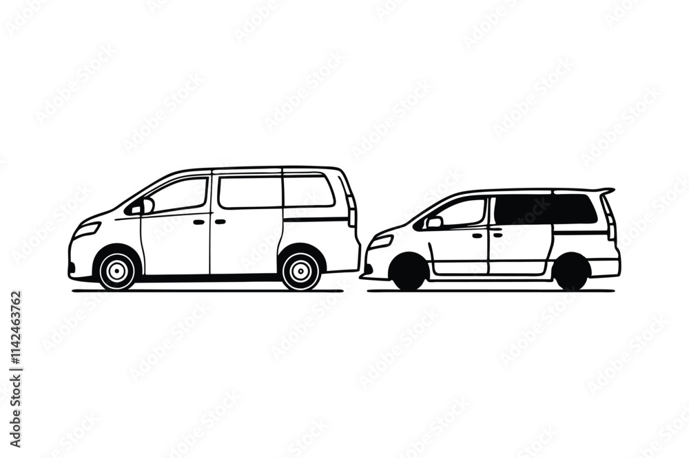 Auto Van Line Art Silhouette Vector Auto Van Line Art Silhouette Vector