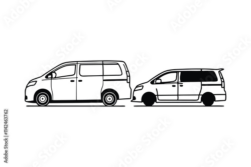 Auto Van Line Art Silhouette Vector