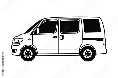 Auto Van Line Art Silhouette Vector