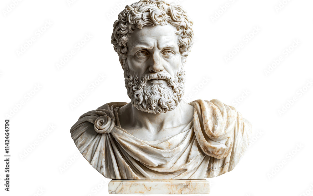 Classical marble bust of an ancient philosopher Isolated on transparent background Classical marble bust of an ancient philosopher Isolated on transparent background