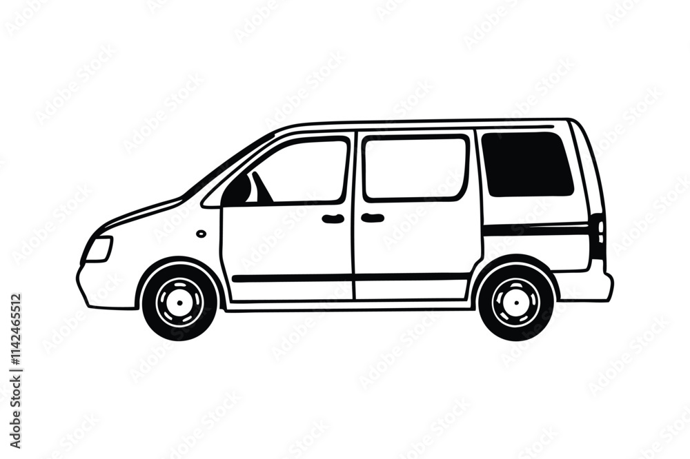 Auto Van Line Art Silhouette Vector Auto Van Line Art Silhouette Vector