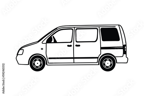 Auto Van Line Art Silhouette Vector