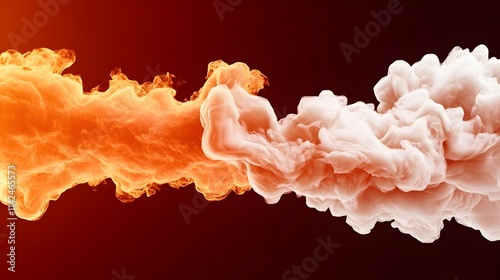 Abstract fiery explosion with smoke and light blending into a cloudy sky photo