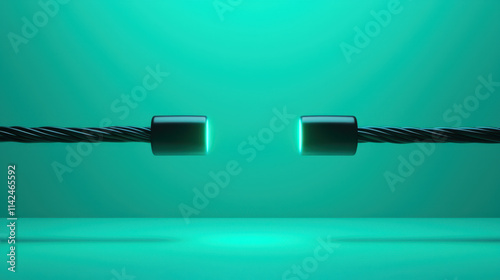Two electrical cables are connected. Glowing wires meet in calm, soft atmosphere