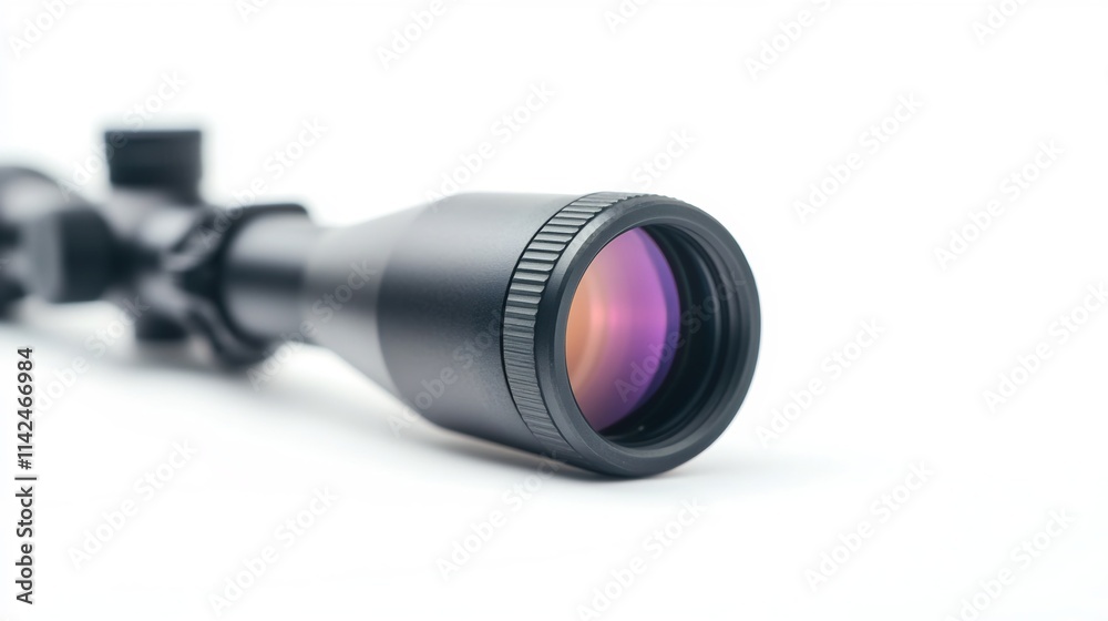 Close-Up of Sniper Rifle Scope Adjustment on White Background Close-Up of Sniper Rifle Scope Adjustment on White Background