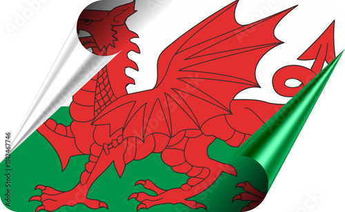 Wales Flag with Modern Folded Paper Effect