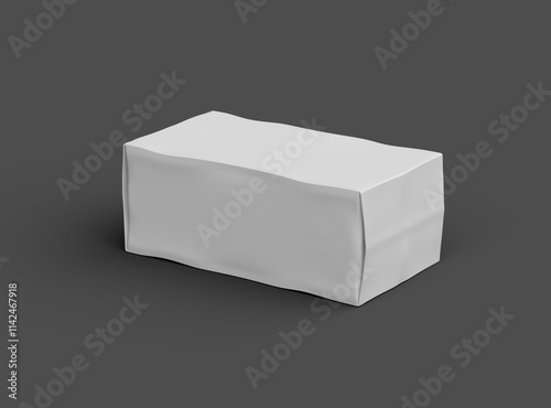 Slika na platnu Rendered image of a white rectangular dented box on a dark background