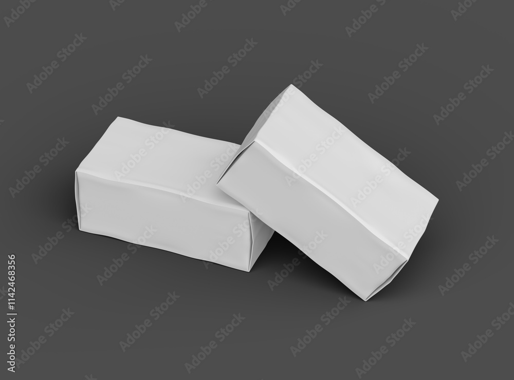 Rendered image of a white rectangular dented box on a dark background Rendered image of a white rectangular dented box on a dark background