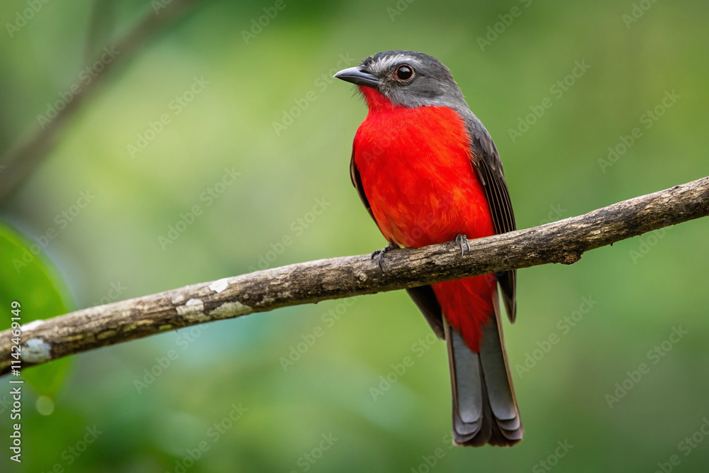 It is a bird with the red chest It is a bird with the red chest