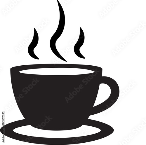 Coffee cup vector icon with a steam. Hot drink