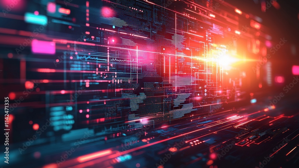 A vibrant digital landscape featuring glowing lines and patterns, representing technology, data flow, and modern connectivity. A vibrant digital landscape featuring glowing lines and patterns, representing technology, data flow, and modern connectivity.