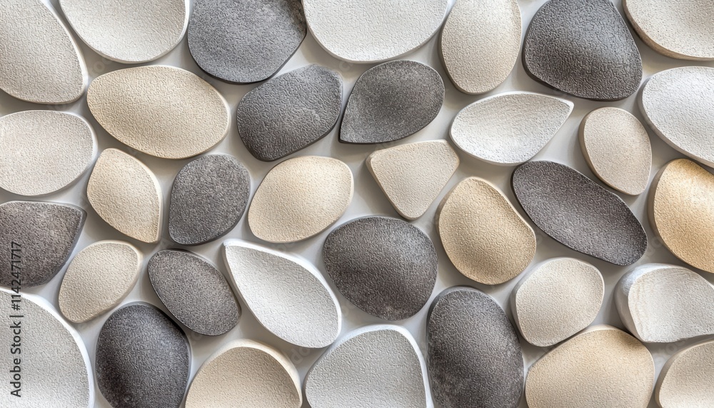 A close-up view of various smooth pebbles in shades of gray and beige, arranged creatively to showcase their unique shapes and textures. A close-up view of various smooth pebbles in shades of gray and beige, arranged creatively to showcase their unique shapes and textures.