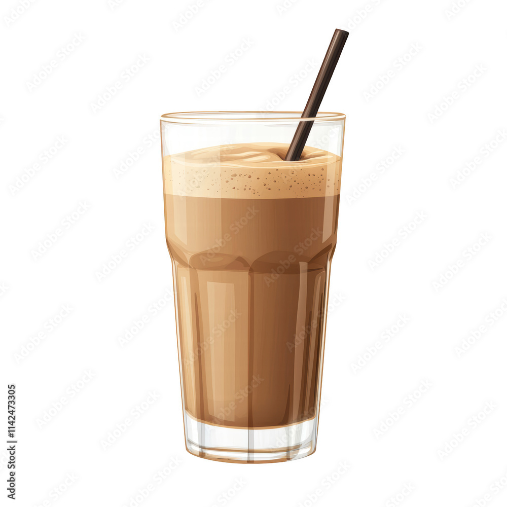 Watercolor Illustration of a Delicious Chocolate Beverage in a Glass Watercolor Illustration of a Delicious Chocolate Beverage in a Glass