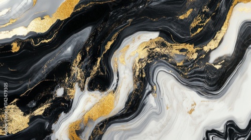 Elegant black and gold abstract marble design for decor. Generative AI