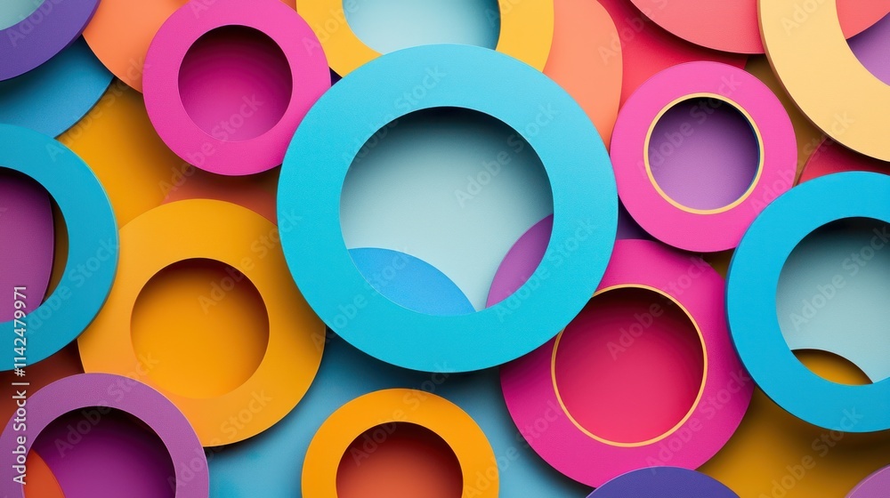 A vibrant geometric circle pattern with varying sizes and colors, creating a playful and energetic feel A vibrant geometric circle pattern with varying sizes and colors, creating a playful and energetic feel