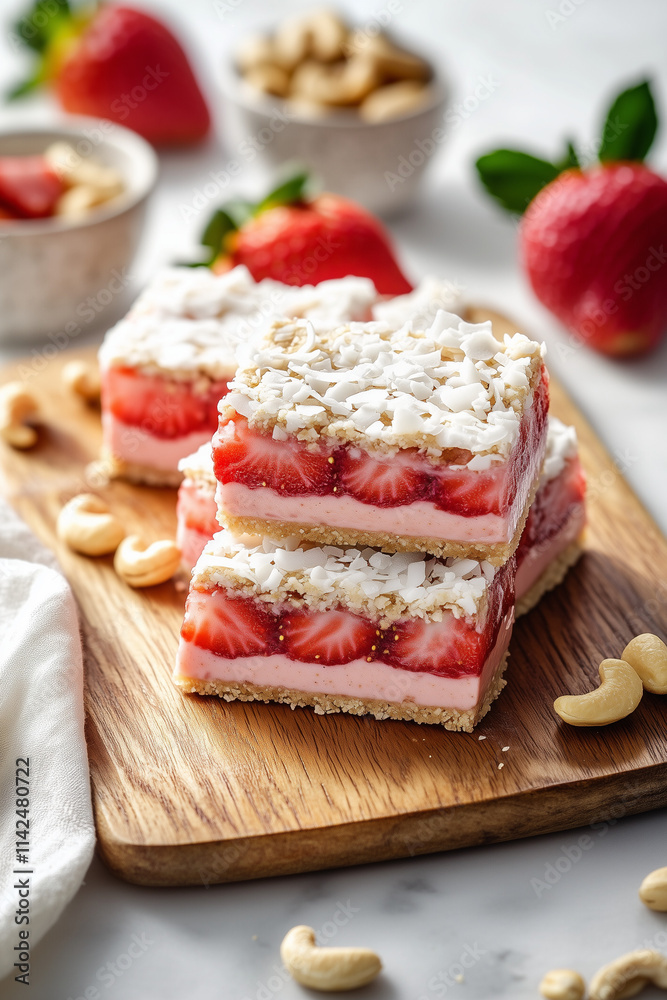 Strawberry Cashew Coconut Brownies with Strawberry Puree and Coconut Filling Strawberry Cashew Coconut Brownies with Strawberry Puree and Coconut Filling