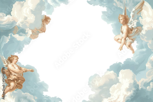 Foto PNG Cloud borders with angel art archangel celestial.