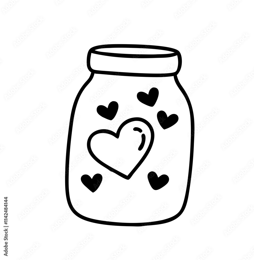 Jar of hearts icon with hearts symbolizing love and positivity Jar of hearts icon with hearts symbolizing love and positivity