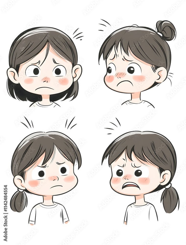 Young Girl Expressing Various Negative Emotions Young Girl Expressing Various Negative Emotions