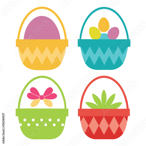 4 different styles of easter basket vector1.eps