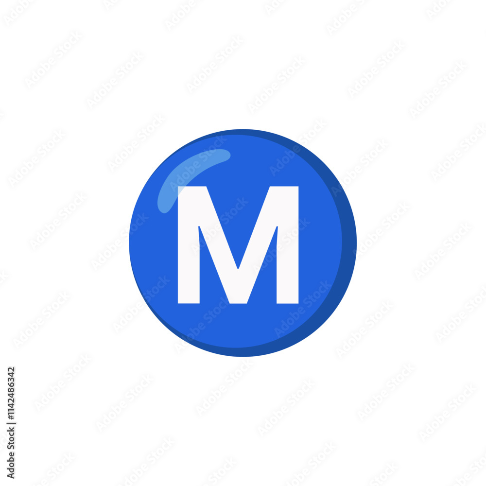 Letter M Button Letter M Button