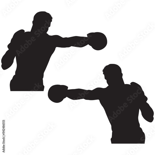 Boxing Silhouette, Boxing Vector Silhouette, Boxing cartoon Silhouette, Boxing illustration, Boxing icon Silhouette, Boxing Silhouette illustration