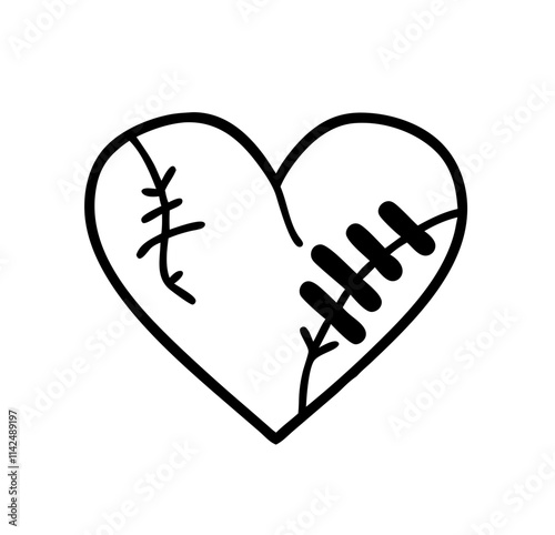 Stitched broken heart symbolizing healing and resilience after broken relationship