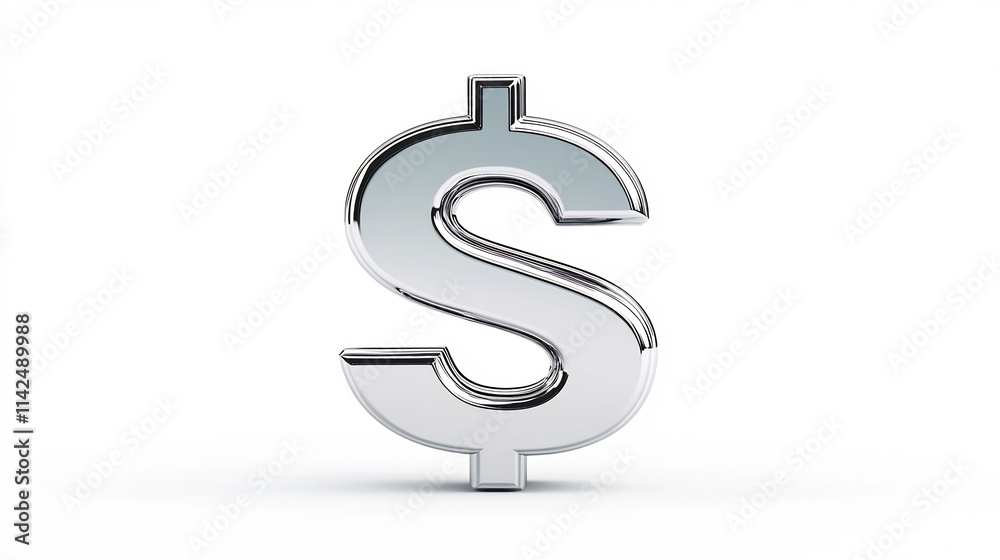 Obraz premium Sleek Metallic Dollar Sign Logo Design Isolated on White Background