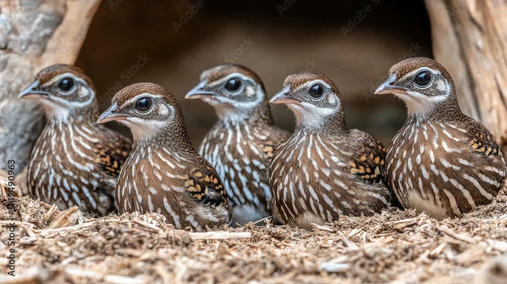 Group of Colorful Sparrows Nesting Together in a Natural Setting, Showcasing Beautiful Feather Patterns and Charming Expressions in Wildlife Photography Group of Colorful Sparrows Nesting Together in a Natural Setting, Showcasing Beautiful Feather Patterns and Charming Expressions in Wildlife Photography