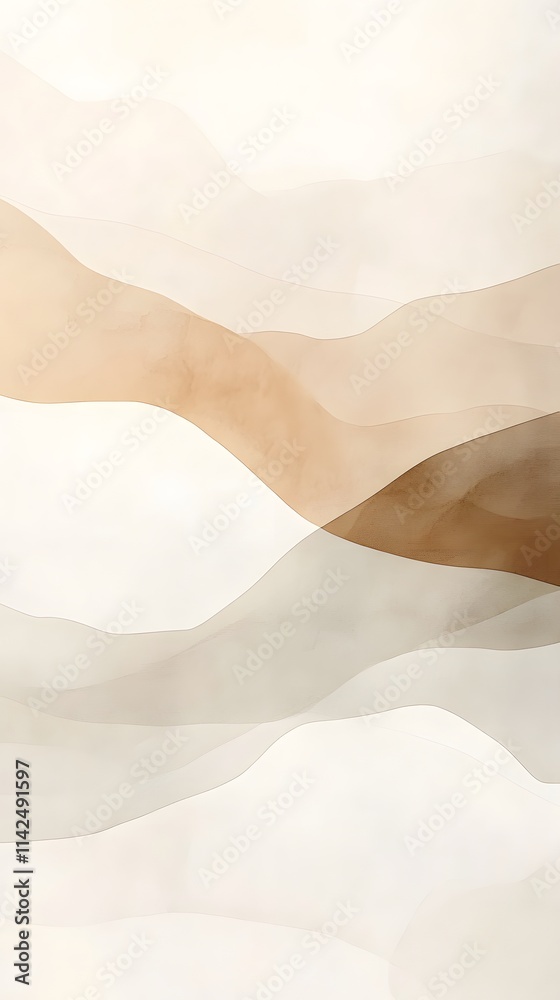 Obraz premium Abstract Beige and Brown Wave Design