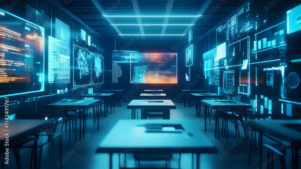 Cyber Classroom 3D Illustration Cyber Classroom 3D Illustration