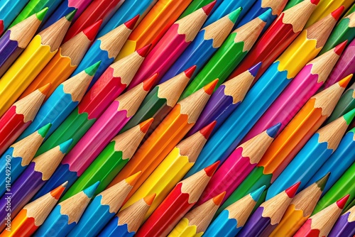 Colorful Pencil Seamless Pattern Back to School Illustration - Flat Design