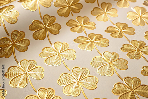 Golden Shamrocks A Luxurious Pattern for St. Patrick s Day Elegance by Generative AI