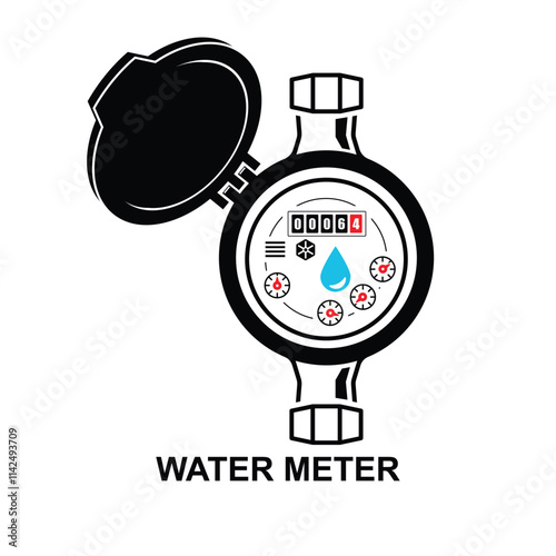 Water meter icon. A device for measuring water consumption isolated on background vector illustration.